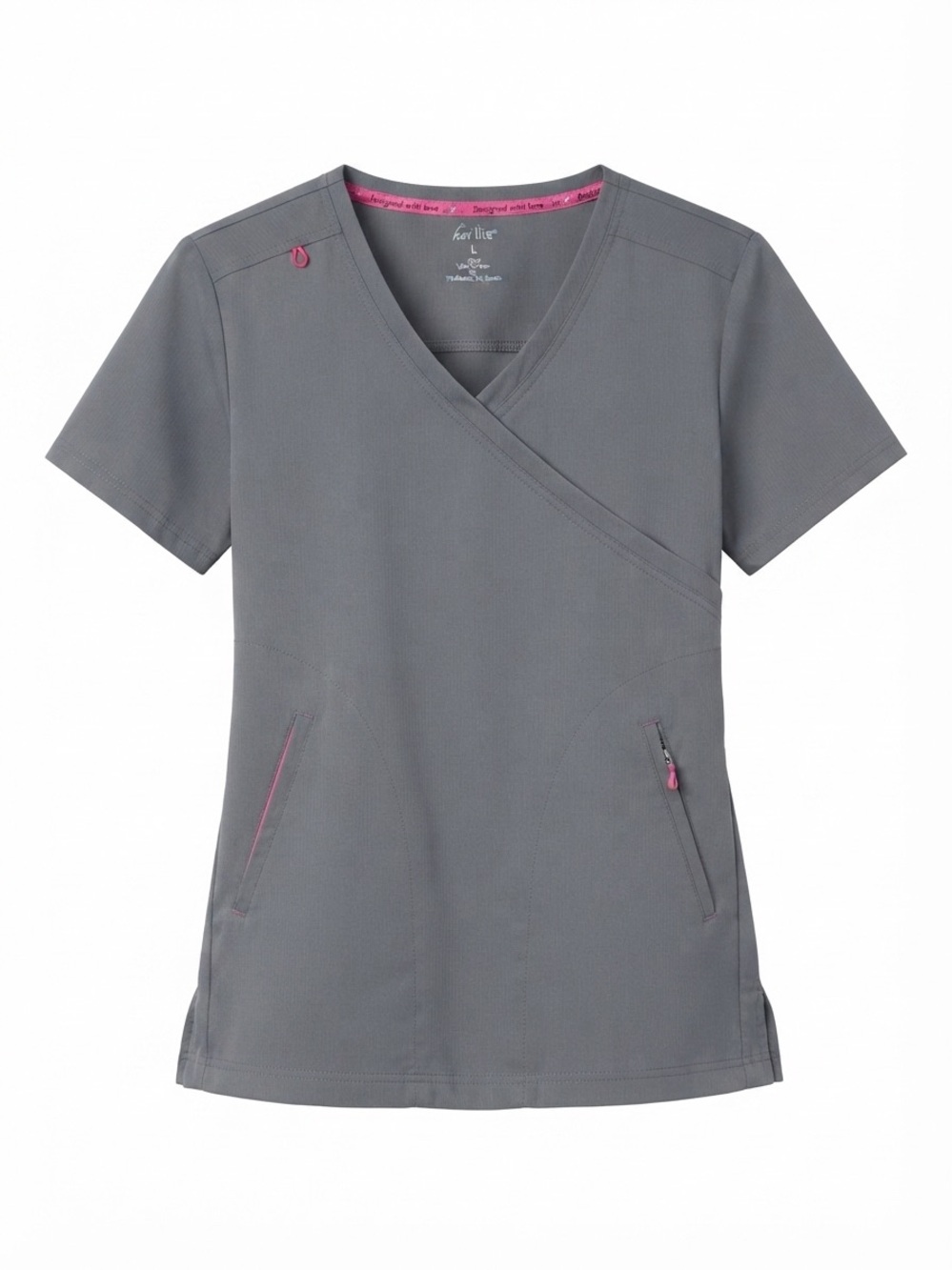 Koi Lite Women's Grey Crossover Scrub Top, Size Large